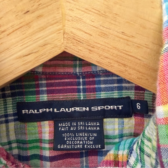 Ralph Lauren Sport Plaid 100% Linen Long Sleeve Button Down Shirt Collared 843 - Picture 4 of 9